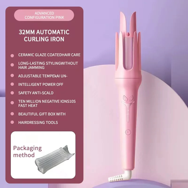 Ferro de ondulação automático 32 mm rolo grande ânion cerâmica modelador de cabelo 4 velocidades ajustável aquecimento rápido ferramentas de estilo de moda