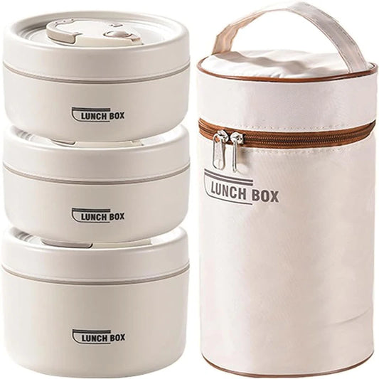 Conjunto de recipiente de almoço de comida isolado portátil com lancheira térmica 3 recipientes de almoço empilháveis separados para crianças adultas