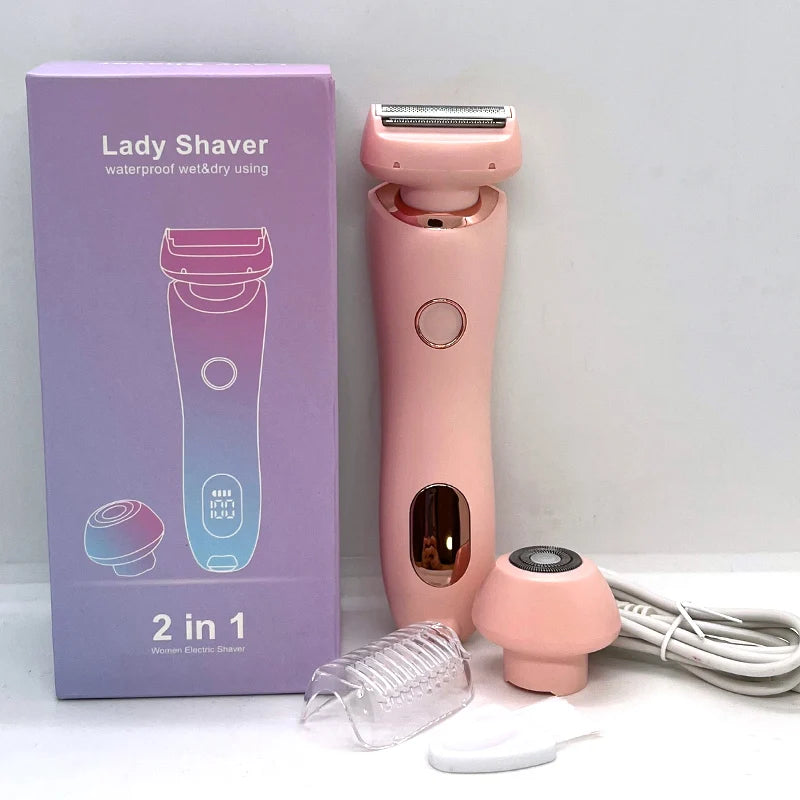 Lâminas elétricas para mulheres 2 em 1, aparador de biquíni, depilação facial para axilas, pernas, aparador corporal feminino, ipx7, à prova d'água
