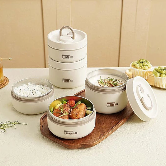 Conjunto de recipiente de almoço de comida isolado portátil com lancheira térmica 3 recipientes de almoço empilháveis separados para crianças adultas