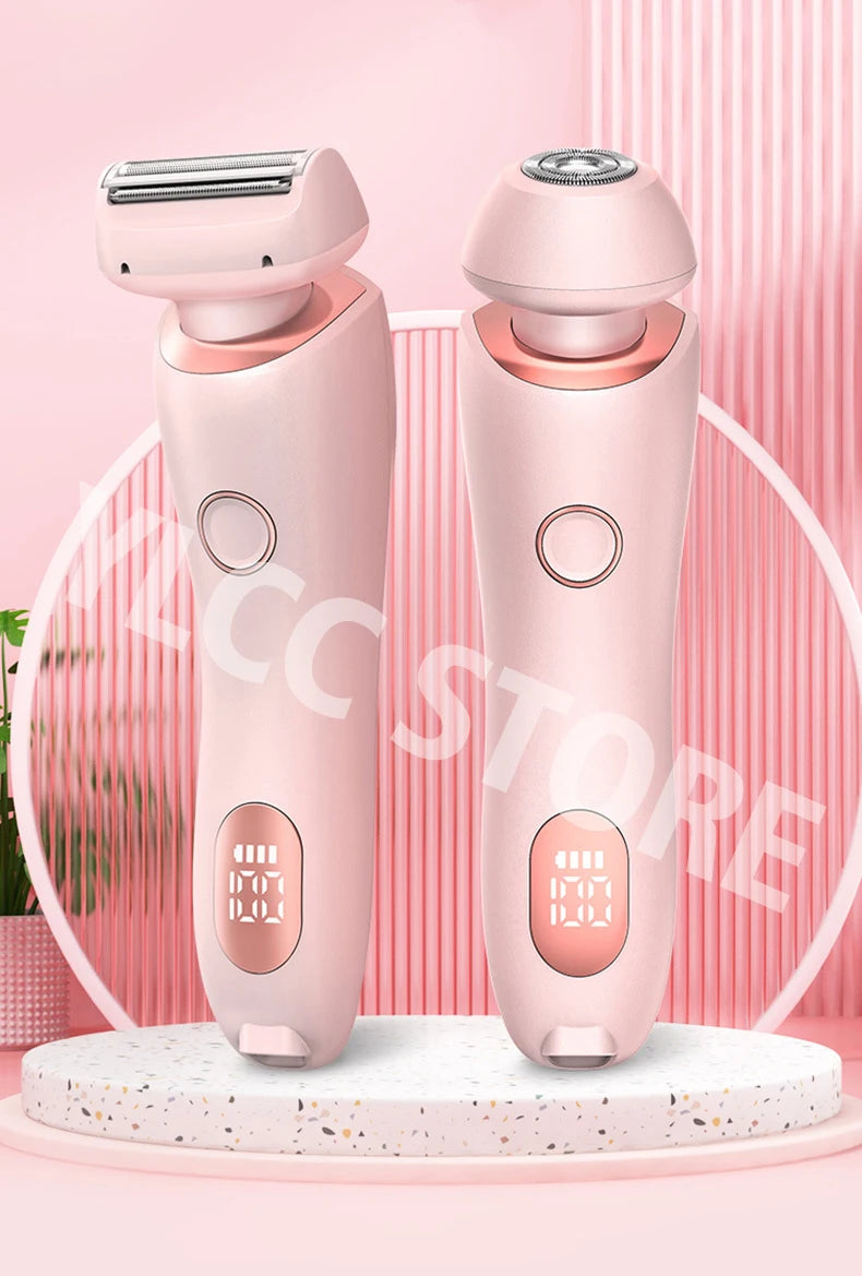 Lâminas elétricas para mulheres 2 em 1, aparador de biquíni, depilação facial para axilas, pernas, aparador corporal feminino, ipx7, à prova d'água