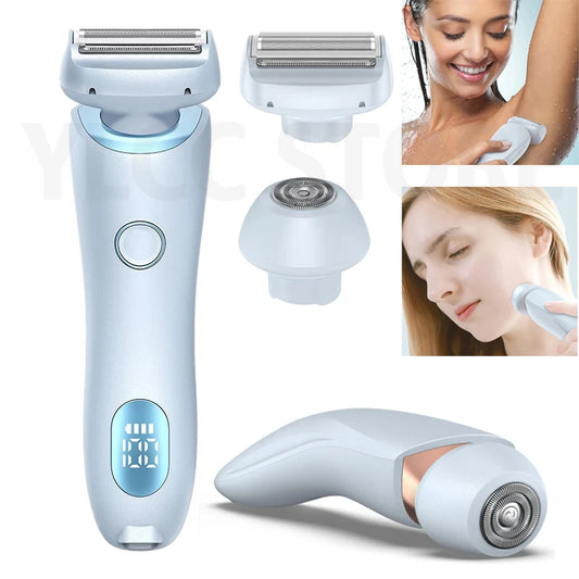 Lâminas elétricas para mulheres 2 em 1, aparador de biquíni, depilação facial para axilas, pernas, aparador corporal feminino, ipx7, à prova d'água